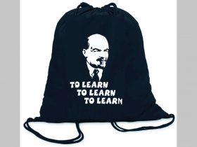 Lenin - To learn, to learn, to learn  ľahké sťahovacie vrecko ( batôžtek / vak ) s čiernou šnúrkou, 100% bavlna 100 g/m2, rozmery cca. 37 x 41 cm